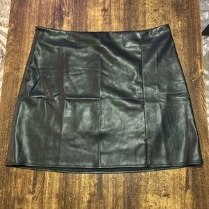 Faux Black Leather Skirt